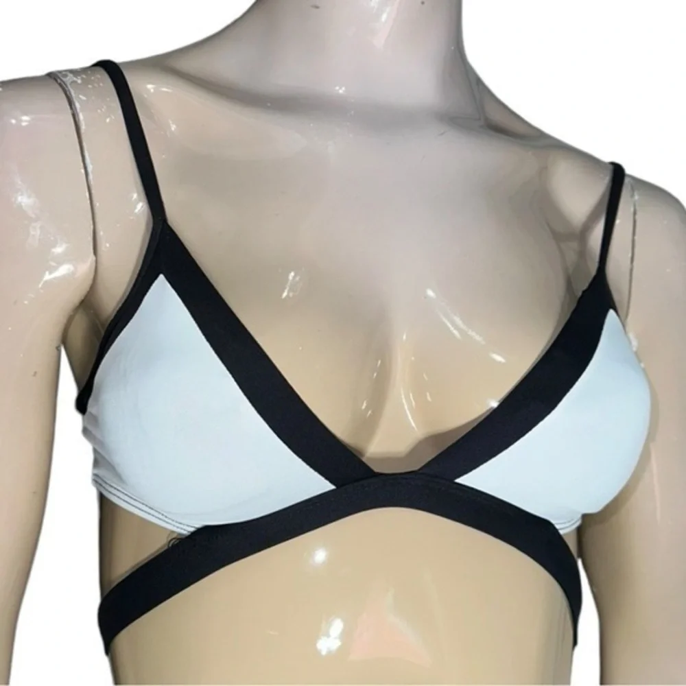 L*Space Women’s Size S Black White Colorblock Cut Out Bikini Top